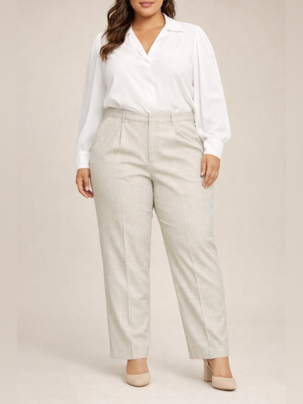 NWT Old Navy SZ XXL beige/white herringbone patterned trouser/waist 44”-48”